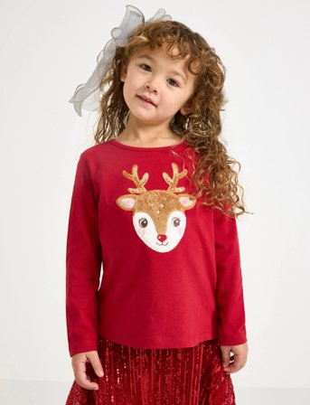 Lindex Top Ls Pile Applique - Red - 98