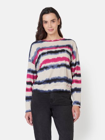 JENSEN - Langærmet T-shirt - Fuchsia / Blå Mix - Stribet