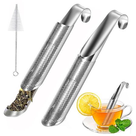 Premium teinfusjonssett i rustfritt stål, 3-pakning med rengjøringsbørste for løs te, holdbar gjenbrukbar tebrygger