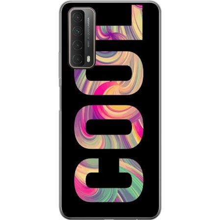 Yhteensopiva Puhelinkuori Huawei Huawei P smart 2021 Nykytaiteellinen typografia taiteilu sanaa LOVE nestemäisissä sateenkaariväreissä mustaa taus