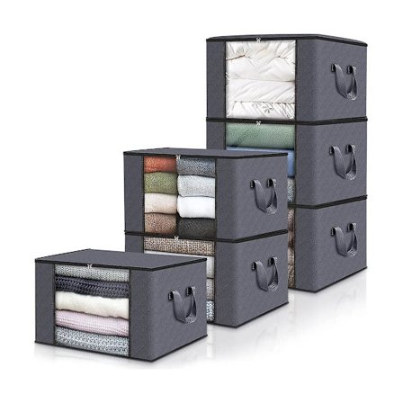 Storeposer i Stor Størrelse, 6-pak Closet og Opbevaring, Foldbare Opbevaringskasser til Tøj med Forstærkede Håndtag