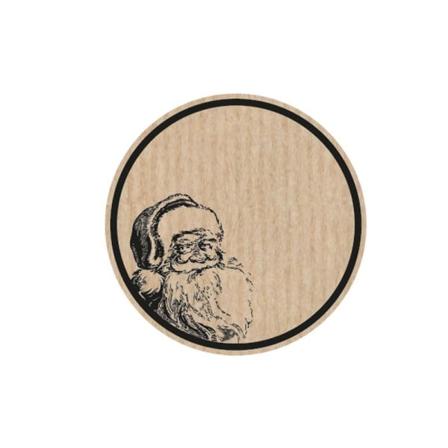 20 Pack Etikett Tomte Rund Natur Svart Tryck Ribbat 6cm I Diam