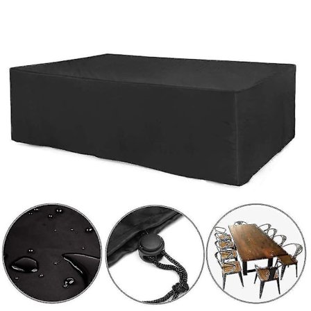 Vanntett Utendørs Patio Møbeltrekk for Stoler - Svart, 225x116x82cm