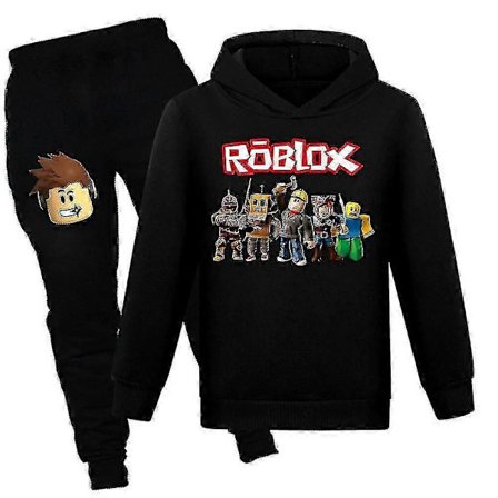 Lasten Roblox-kuvioinen verryttelypuku, hupparit ja collegehousut, 2-osainen asusetti, pelaajan lenkkeilypaita, aktiivivaatesetti pojille ja tytöille,