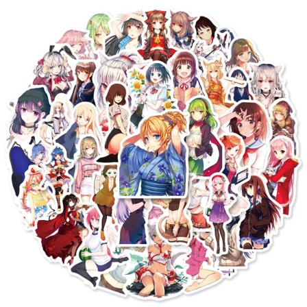 50 stk. Anime Sexede Bunny Girl Voksenklistermærker, Vandtætte Søde Pigeklistermærker til Bærbar Computer, Telefonetui, iPad, High Definition-
