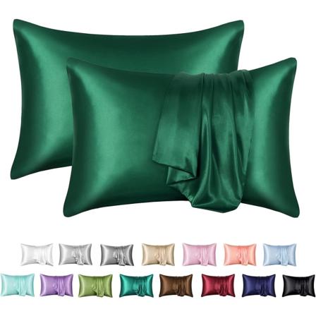 Silkkisatiinityynyliina 2 kpl (ilman täyteainetta) - Perfet Dark Green 51X91cm