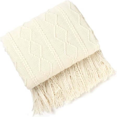 Helårs soffa filt - Beige 130*230cm Stickad filt Pom