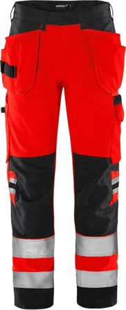 Fristads Herr Varsel Green hantverkarbyxa 2641 GPLU, klass 2, Varsel Röd/Svart
