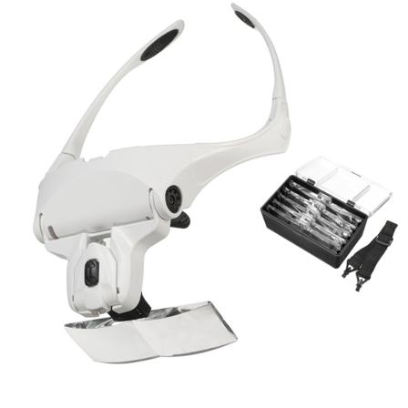 Justerbart Läshuvudband Headset Juvelerare Förstoringsglas Led-ljus