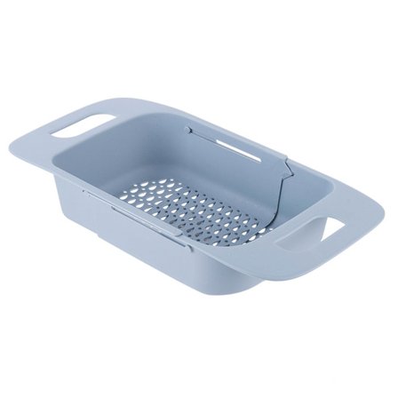 Expanderbar över diskbänk sil frukt och grönsak avloppskorg justerbar durkslag diskbänk tvättkorg för kök (blå)