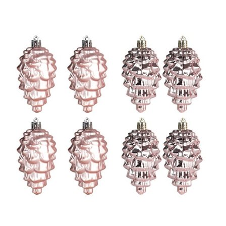 8 kpl Joulukoristeita - Ruusukulta 9cm Koristeet Kiiltävä Matta Joulu