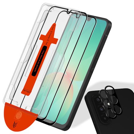 2-Pack Samsung A26 Skärmskydd & 2-Pack linsskydd - Härdat Glas | [Automatisk Installation] - Bubbelfritt