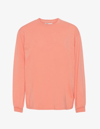 Oversized Organic LS T-shirt - Bright Coral - XS