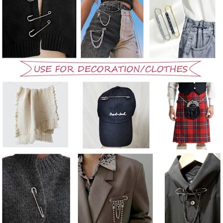 Pakke med 15 sikkerhedsnåle (opgraderet), 4" store sikkerhedsnåle til tøj, læder, lærred, tæpper, håndværk, nederdele, kilte, ekstra L