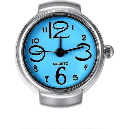 Menn Dame Finger Watch Kreativ Elastisk Runde Kvarts Finger Ring Klokker, For Valentinsdag blue