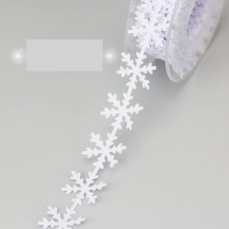 25 mm snø dekorasjon belte med ultralyd preget ikke-vevd jule pynt bånd blonde