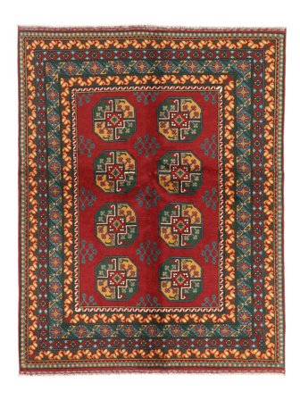 Handgeknüpft Afghan Fine 152X194 Wollteppich Dunkelrot/Schwarz Klein