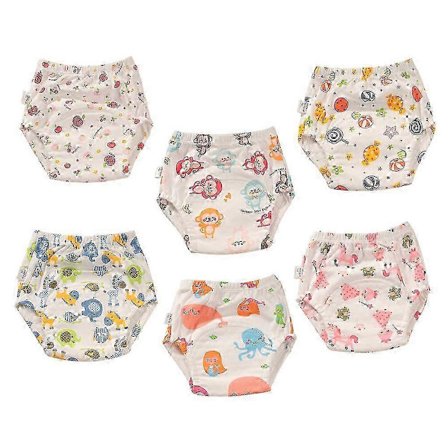 6-pack bomulls potträningsunderkläder för småbarn, återanvändbara vattentäta & andningsbara, pojkar & flickor stil 4 style 4 110 size