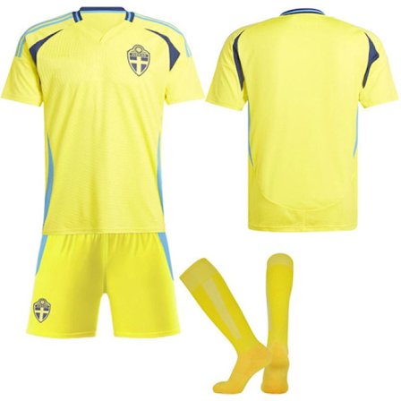 Sverige Fotbollslandslag 2024-2025 Barn Fotbollströja Ungdomsset Fotbollströja Storlek 22 Sverige utan nummer