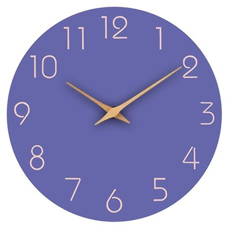 Väggklocka 30 cm Tyst Icke Tickande Träväggklockor Batteridriven Trä Vit Modern Enkel Väggklocka, lila