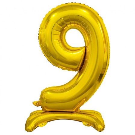 Seisova numero ilmapallo kultainen 74cm "0-9" Numero 9