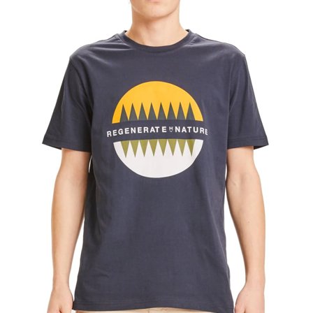 Knowledge Cotton Apparel Men's ALDER RO Regenerated Nature Circle Tee Men short-sleeved sweaters Blue S