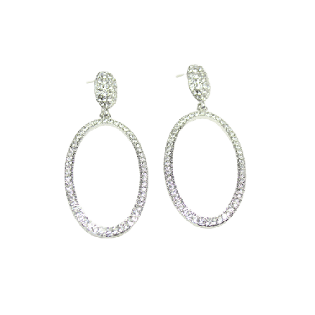 Complement Örhänge Med Ovalt Hänge Gnistrande Stenar Örhängen Dam Silver