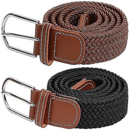 2 Pak Dameremme Kvinder Elastiske Remme Flettet Canvas til Jeans