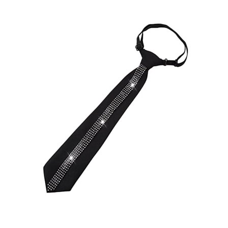 Moderigtigt sort slips til kvinder med funklende rhinstensaccenter, færdigbundet slips