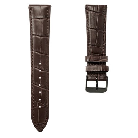 24mm Crocodile-Embossed Dark-Brown Leather Watch Strap with Black Buckle – Quick Release for Men - Watch straps