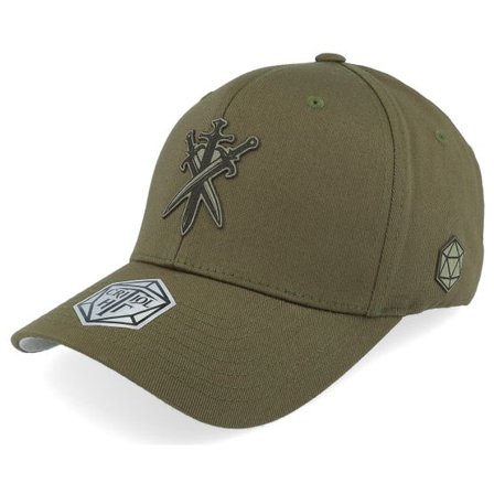 Critiql Hit - Grön flexfit Keps - Swords Crossed Wooly Combed Olive Flexfit @ Hatstore