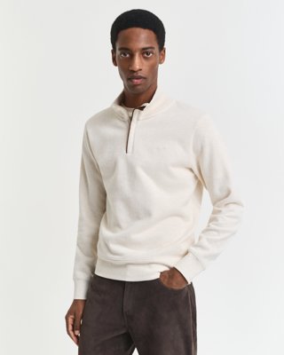 GANT - Collegegenser med half-zip til herre cream