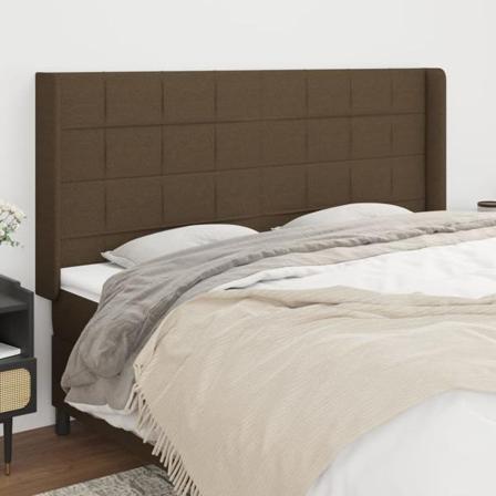 Vidaxl Huvudgavel Med Kanter Mörkbrun 203x16x118/128 Cm Tyg Brun