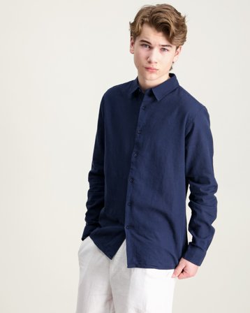 RYVLS Jackson Linen Shirt Blå Skjorter Dreng - Kids Brand Store