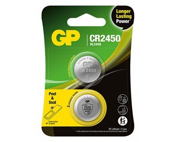 GP Knappcell Litium CR2450 2-pack - 2-pack knappcell litiumbatteri CR2450