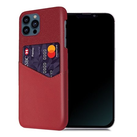 KSQ-telefonetui i stof og vegansk læder med kortplads iPhone 13 Pro Max 6,7 tommer - Rød