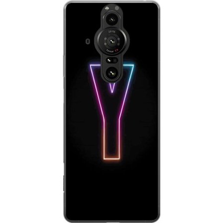 Kompatibel Mobilcover til Sony Sony Xperia Pro-I Minimalistisk neonbogstav Y i farveskiftende lys mod sort baggrund