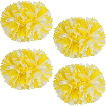 4 kpl Cheerleading Pom Pomia Cheerleader-asuun Naisille, 2 Paria Cheer Pom Pomeja Yllätyslahja Keltainen Valkoinen