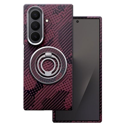 Mobilskal till Galaxy Z Fold 7 MagSafe Kevlar Metal Ring - Camouflage Röd