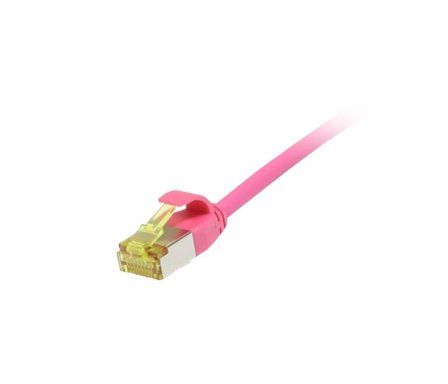 SYNERGY Patchkabel RJ45, CAT6A 500Mhz, 5m, magenta, U/FTP, slimline rund d=3,8mm, TPE/LSZH(Superflex), AWG32, mit CAT7 Rohkabel, Synergy 21