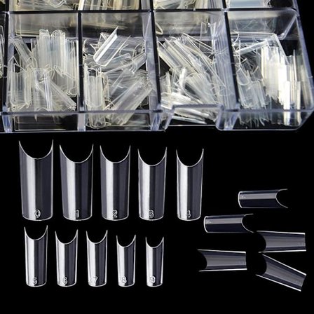 5 STK Franske Neglespidser Halv Dækning Akryl Falske Negle C Kurve Form Naturlig/Klar Falske 500 STK Klar