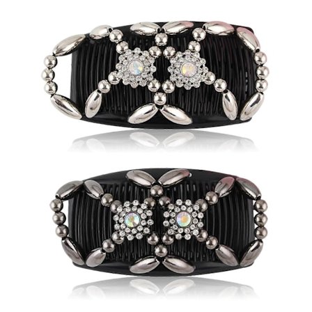 2 st Hårkam, Hårkammar med Clips, 2 Delar Elastiska Pärlhårkammar, Dubbelsidiga Clips, Hårkam för Kvinnor och Flickor, DIY Hårstyling