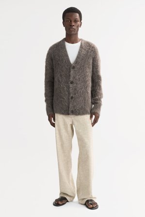 Soft Goat - Men's Alpaca Cardigan - Men cashmere sweater - M - Wood