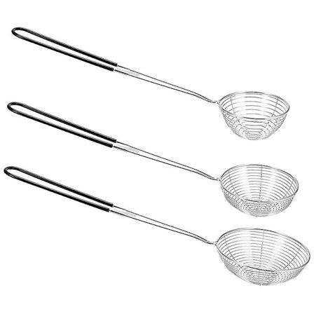 Set med 3 Runda Hot Pot Sil - Rostfritt Stål Asiatisk Gryta - Grytspindel Skimmer