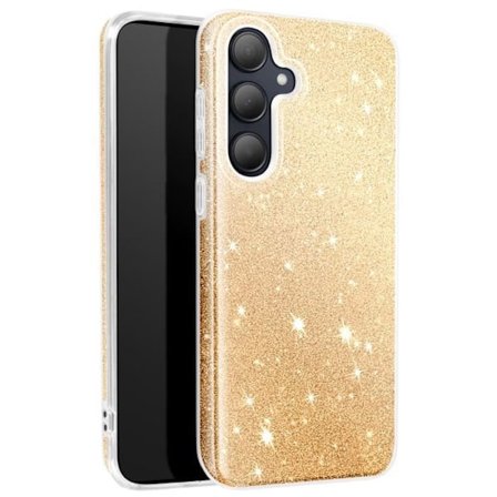 Kuori - Samsung Galaxy A35 - Ultra ohut silikoni - Kultaista glitteriä - Ranneketju