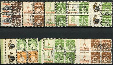 Danmark - Samling af reklamevedhæng på 1 instickskort - Stemplet