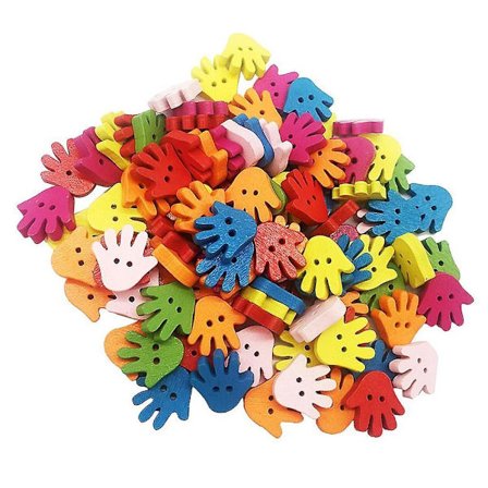 100 stk./lot Håndfladeform Træknap 2 Huller Blandet Farve Beklædning Syning DIY