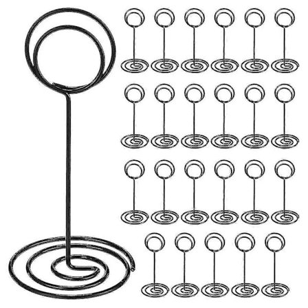 24-pakning Bordsnummerholdere Bryllupsbordsnavnkortholdere Klemmer Memolapp Fotostativ (svart)