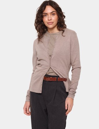 Saint Tropez A8661, Milasz R-Neck Cardigan - Brown - S