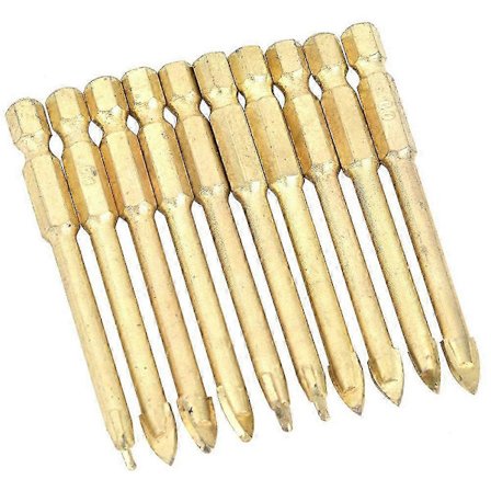 10 stk. 6 mm karbid sekskantet skaft trekant spydhoved bor til keramiske fliser glas træ GLR